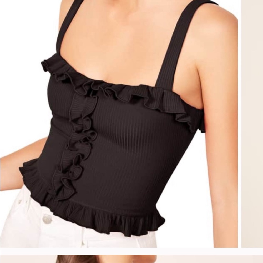 Reformation Trixie Ribbed Crop Ruffle Tank - Picture 2 of 7